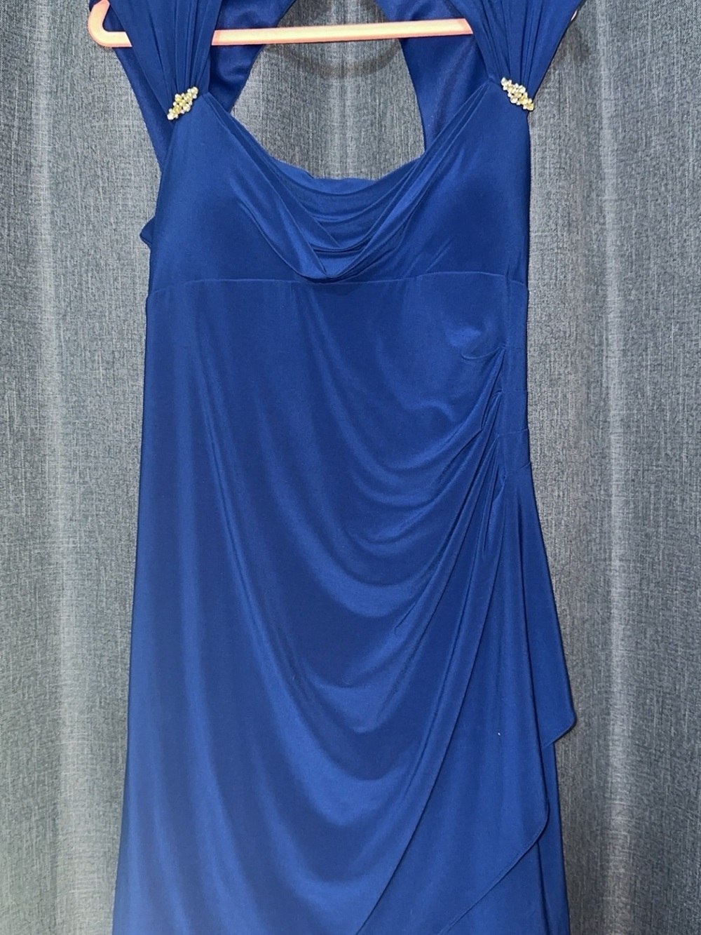 Elegant Royal Blue Draped Evening Dress